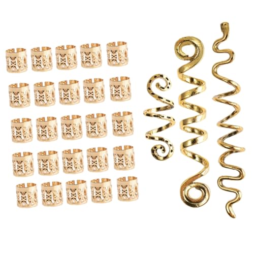 NOLITOY 28 Stück Teiliges Dreadlock Haarring Schmuck aus Metall Stylische Spiral Haarmanschetten für Zöpfe und Flechtfrisuren Einfach Anzuwenden Passend für Party Hochzeit und Alltag von NOLITOY