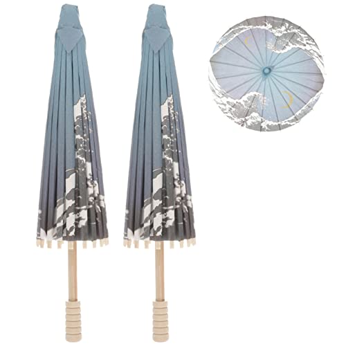 NOLITOY 2Pcs Japanischer Regenschirm Klassischer Sonnenschirm Papier-Regenschirm Öl-Papier-Regenschirm Vintage Chinesischer Hängender Regenschirm Dekoration Für Zuhause Fotografie im Freien, blau, von NOLITOY