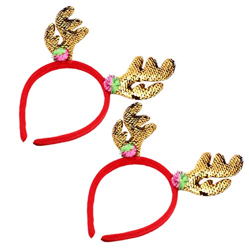 NOLITOY 2St Pailletten-Geweih-Stirnband weihnachtlicher Rehhorn-Kopfschmuck Hirschgeweih Stirnband kinder haarschmuck weihnachtsschmuck kinder Haarbänder für Damenhaar Make-up-Haarband von NOLITOY