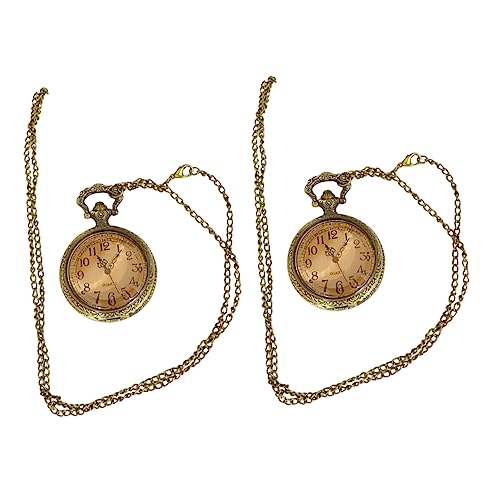 NOLITOY 2stücke Vintage Taschenuhr Mit Kette Anhänger Hängende Uhr Retro Design Taschenuhr Hängend Clamshell Pockets Watch Mechanisch Für Männer Frauen Kleidung Accessoires von NOLITOY