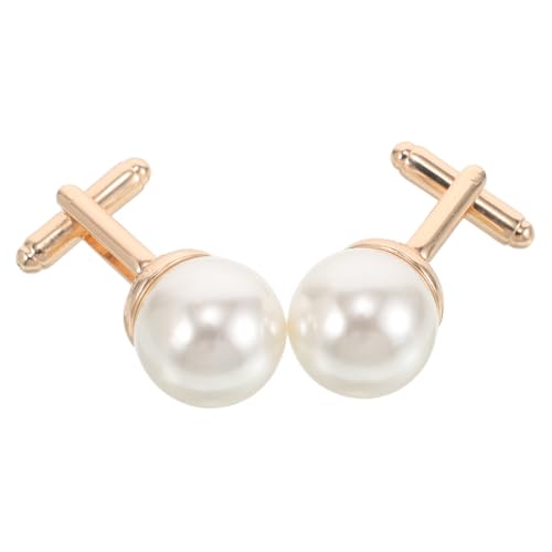 NOLITOY 2stücke Manschettenknöpfe Mit Perlen Für Herren Smokingknöpfe Aus Zinklegierung Und Kunststoff Ärmelknöpfe Für Businesshemd Und Hochzeit von NOLITOY