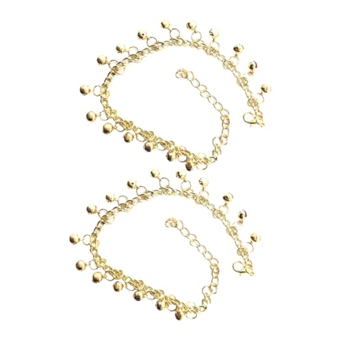 NOLITOY 2Stücke Vintage Glocken Fußkettchen für Damen Verstellbare Sommer Fußkettchen Robustem Elegantes Knöchelarmband für Strand Party von NOLITOY