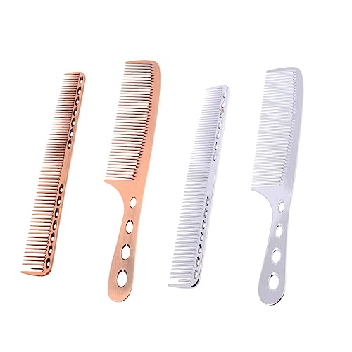 NOLITOY Haarkämme Aus Aluminium Für Damen Friseurkamm-set 2er-pack Friseurwerkzeug Salonkämme Entwirrungskamm Feine Zähne Bronze von NOLITOY