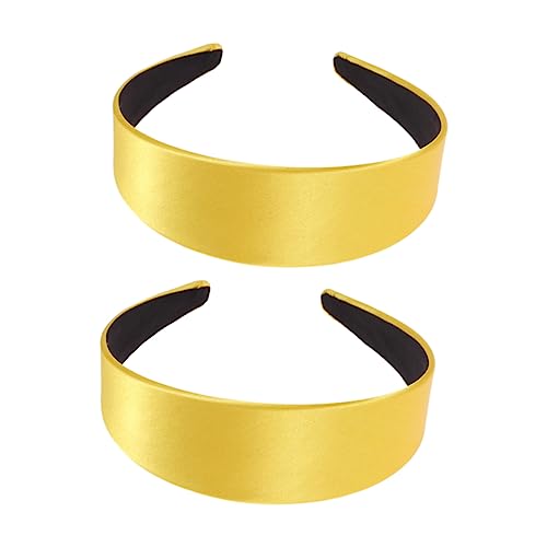NOLITOY 2stücke Satin Haarreifen Gelb Elegantes Haarband Für Damen Und Mädchen Kreatives Haarschmuck-accessoire Für Feste Und Partys Vielseitige Verwendung Für Jeden Anlass von NOLITOY