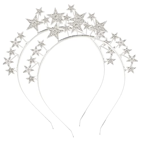 NOLITOY 2er Set Haarreif Sternform Glitzer Haarband Mit Fünf Zacken Funkelnde Kopfbedeckung Für ädchen Ideales Accessoire Für Feste Und Freizeit Silberfarben von NOLITOY