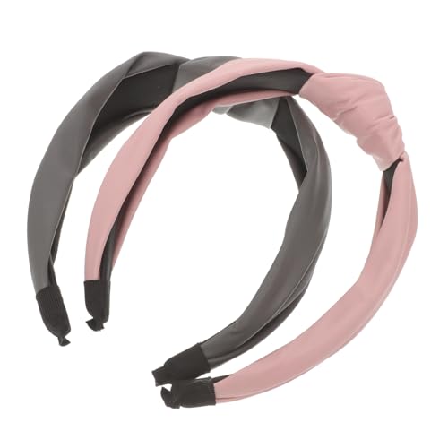 NOLITOY 2stücke Damen Haarband Mit Knoten Aus Pu-leder Elastisch Bequem Für Freizeit Und Festivals Hält Haare An Ort Und Stelle Modisches Accessoire Für Jeden Anlass von NOLITOY