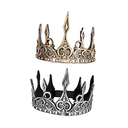 NOLITOY 2stücke Mittelalterliche Krone Herren Pu Kopfband Cosplay Headdress Silber Für Partys Hochzeiten Und Besondere Anlässe Verstellbar Antik-look Dekorative Krone von NOLITOY