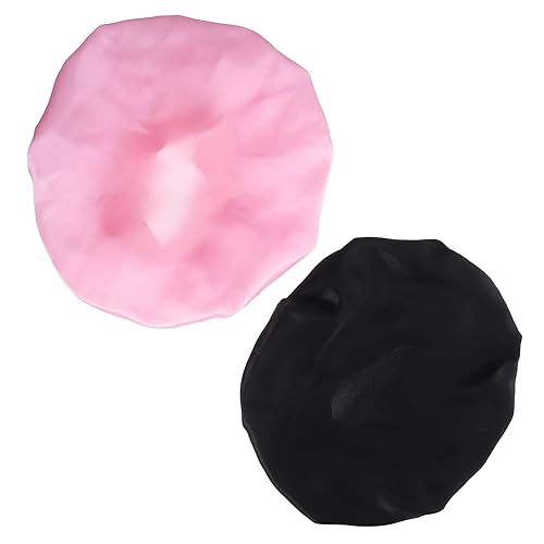 NOLITOY 2er Set Polyester Schlafmütze Für Frauen Elastische Haarpflegehaube Pink Und Ideal Zum Schlafen Und Schutz Der Haare Vielseitig Einsetzbar Als Hausarbeitshut von NOLITOY