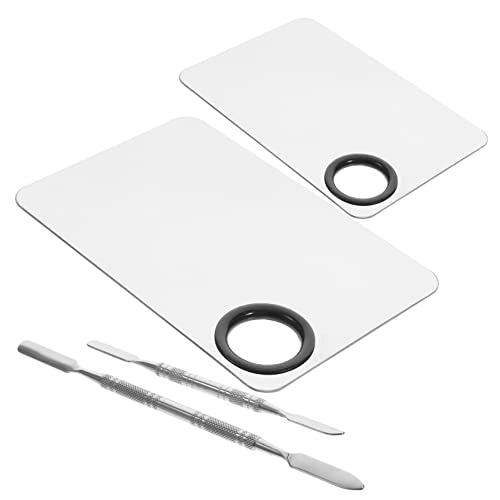 NOLITOY 2satz Edelstahl Mischpalette Mit Spatel Für Nagellack Und Make-up Tragbare Kosmetikpalette Für Foundation Lidschatten Und Mischtablett Für Professionelle Farbgestaltung von NOLITOY