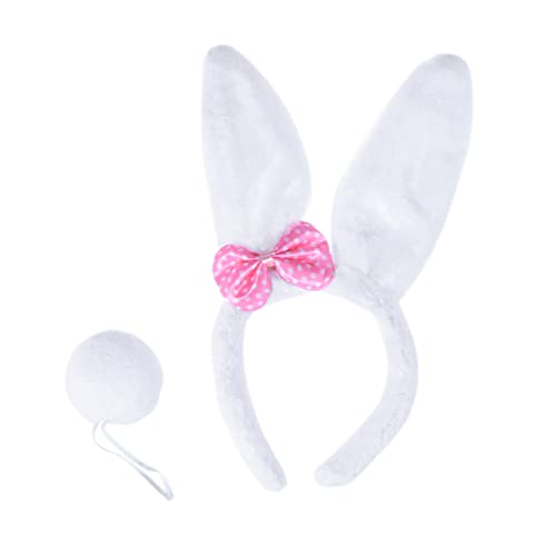 NOLITOY 2satz Kaninchenohr Stirnbänder Set Für Junge Mädchen Plüsch Stirnband Mit Schleife Hasenohren Kopfbedeckung Für Osterfeiern Geburtstagsfeiern Kostümpartys Einheitsgröße von NOLITOY