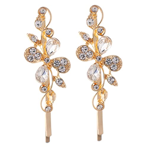 NOLITOY 2 Stück Haarspangen Mit Blumenmuster Für Brautschmuck Hochzeit Haarschmuck Dekorative Bobby-accessoires Seitliche Kristallspange Schmuck Für Frauen von NOLITOY