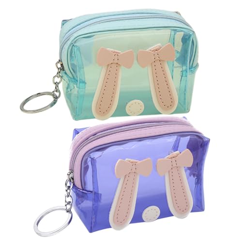 NOLITOY 2st Portemonnaie Klein Mini-geldbörsenbeutel Schlüsselanhänger-geldbörse Kleiner Durchsichtiger Beutel Transparenter Kartenhalter PVC Student Kopfhörertasche Mädchen Herz von NOLITOY