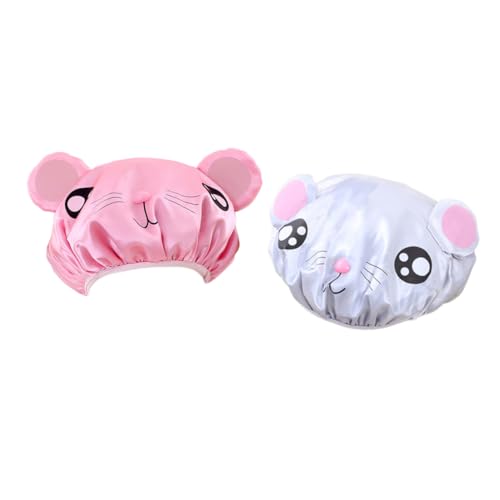 NOLITOY 2stücke Junge Mädchen Badehut Cartoon-badehut Duschhaube Wasserdichter Hut Für Junge Mädchen Mit Elastischem Band Rosa von NOLITOY