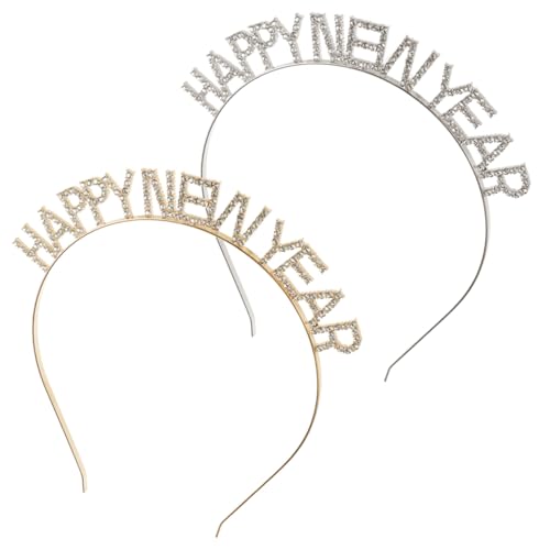 NOLITOY 2stücke Glitzer Haarband Mit Happy Year Schriftzug Kreatives Neujahr Accessoire Für Partys Und Foto-requisiten Und Leicht Und Bequem Zu Tragen von NOLITOY