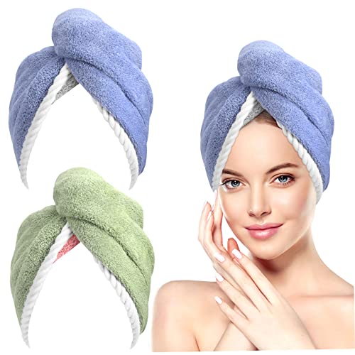 NOLITOY 2stücke Haartrockenkappen Aus Korallenvlies Schnelltrocknende Haartücher Für Damen Super Saugfähig Und Bequem Für Zuhause Reisen Und Sport von NOLITOY