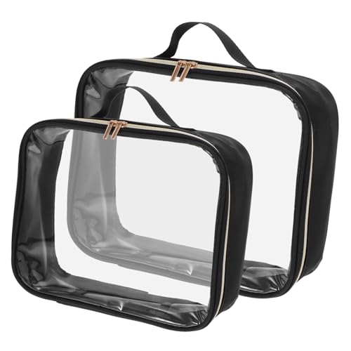 NOLITOY 2stücke Kosmetiktasche Transparent Reise Kulturbeutel Tragbar Make-up Tasche Kleine Stifttasche Kosmetiktasche Reißverschluss Handtasche Organizer von NOLITOY