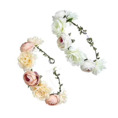 NOLITOY 2stücke Teiliges Blumenkopfband Aus Kunstblumen Für Frauen Weiß Orange Elegantes Hochzeits-accessoire Für Braut Und Festtags-outfits Leicht Und Bequem Zu Tragen Perfektes von NOLITOY
