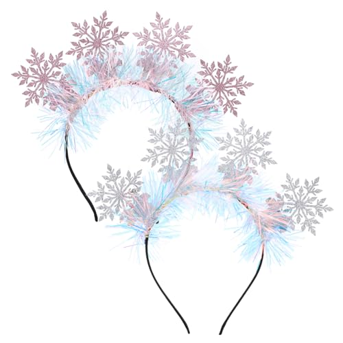 NOLITOY 2stücke Weihnachtliches Schneeflocken-stirnband Glitzernde Kopfbedeckung Für Feste Leicht Tragbar Elastisches Design Für Jeden Kopf Robustes Filzmaterial Für Mehrfachnutzung von NOLITOY