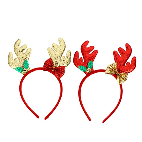 NOLITOY 2stücke Weihnachts-stirnband Für Frauen Mit Antler-design Rotes Und Goldenes Haar-accessoire Party-haarband Für Festliche Anlässe Langlebig Und Bequem von NOLITOY
