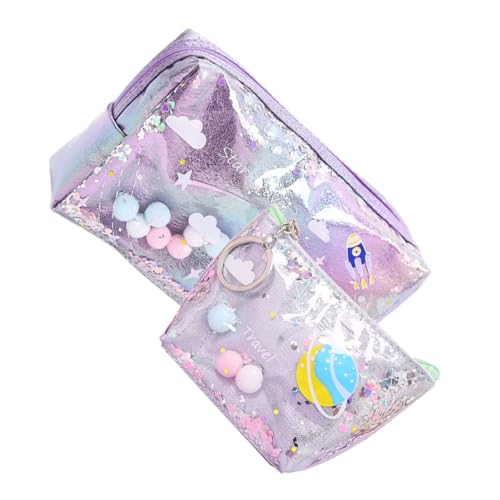 NOLITOY 2stücke wasserdichte Kosmetiktaschen Für Damen Tragbare Make-up-Tasche Mit Quicksand-Design Für Reisen Und Alltag Große Kleine von NOLITOY