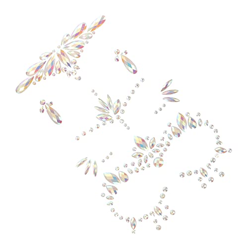 NOLITOY 3blätter The-dark Gesicht Edelsteine Tattoos Nachtleuchtende Strass Aufkleber Für Festival Party Und Halloween Für Erwachsene Und Einfache Anwendung Und Entfernung von NOLITOY