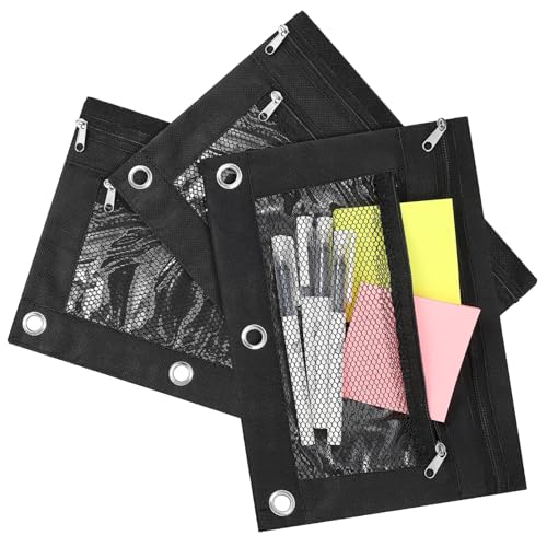 NOLITOY 3 Oxford Stoff Stiftetaschen mit Reißverschluss Kleine Kompakte Federmäppchen Multifunktionale Organizer für Make Up Kosmetik und Bürobedarf Leicht zu Reinigen Schwarz von NOLITOY