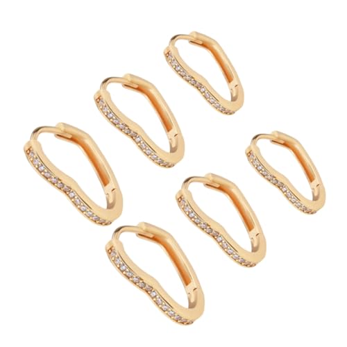 NOLITOY 3 Paare Damen Ohrstecker Herzform Zirkonia Strass Ohrschmuck Modisch Elegant Vergoldet in Klein Mittel und Groß Vielseitig Kombinierbar für Alltag Büro und Besondere Anlässe von NOLITOY