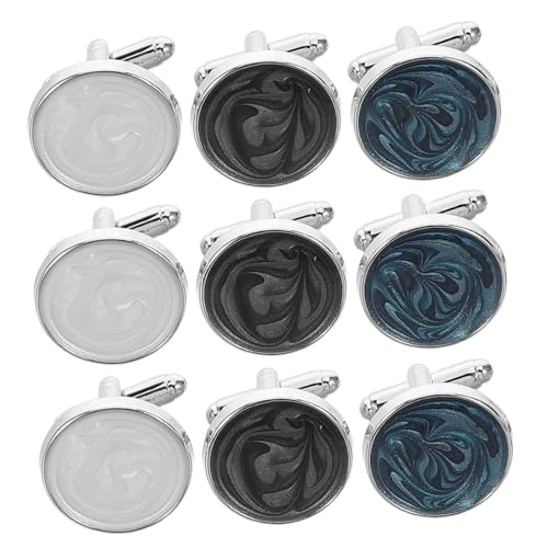 NOLITOY 3 Paare Herren Manschettenknöpfe Rundes Design Kreativ Elegant Für Business Hochzeit Vorstellungsgespräche Formelle Anlässe In Blau von NOLITOY