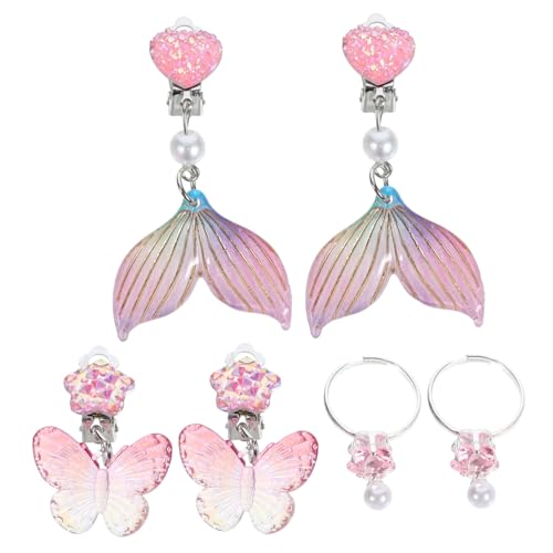 NOLITOY 3 Paare Mädchen Ohrclips Meerjungfrau Design Clip Ohrringe ohne Ohrloch Süße Ohrdekoration Bunte Farben Geburtstag Party Schmuck von NOLITOY
