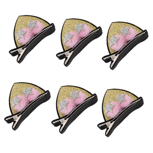 NOLITOY 3 Paare Niedliche Katzenohren Haarspangen mit Pentagramm Dekor Goldfarbene Haarnadeln für Mädchen Festliche Haarschmucksets für Geburtstag Halloween Weihnachten und Kinderpartys von NOLITOY