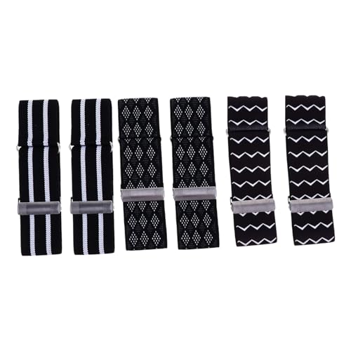 NOLITOY 3 Paare Verstellbare Elastische Ärmelhalter für Herren Stretch Ärmelband mit Muster in Rutschfester Hemd Ärmelring Stylisches Shirt Armband für Langärmlige Hemden von NOLITOY