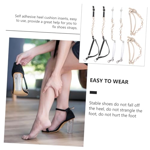 NOLITOY 3 Paare Verstellbare PU Knöchelriemen für Damen High Heels Abnehmbare Anti rutsch Schuhbänder mit Perlenverzierung Stabilisieren Lose Pumps und Verhindern Zufällige Farbe von NOLITOY
