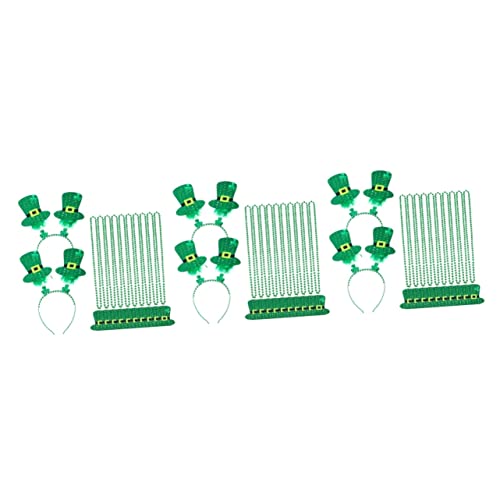 NOLITOY 3 Sätze Irische Halskette Kleeblatt-perlenketten Kleeblatt-kopfbedeckung St Patricks Day Stirnband St. Patrick Schmuck Hut Stirnband Plastik Vierblättriges Kleeblatt Kind Spielzeug von NOLITOY