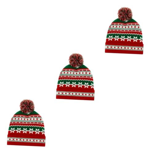 NOLITOY 3 Stk Gestrickte Weihnachtsmütze Beanie Wintermütze Weihnachten Bommelmütze Im Winter Herren Weihnachtsmützen Wintermützen Herrenhut Eltern-kind Acrylmaterial Verdicken Geschenk von NOLITOY