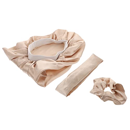 NOLITOY 3 Stück 1 Satz Langes Schlummertrunk-set Stilvolles Haarseil Kopfbedeckungen Für Damen Chemokappen Mütze Kopfschmuck Haargummis Für Frauen Haarhaube Aus Satin Leicht Satin- Golden von NOLITOY