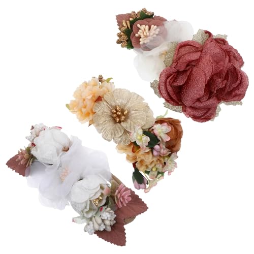 NOLITOY 3 Stück Baby-Blumen-Stirnbänder Florale Haarschleifen Elastische Haarbänder Festival Hochzeit Party Haar-Accessoires Für Babys Mädchen Neugeborene Kleinkinder von NOLITOY