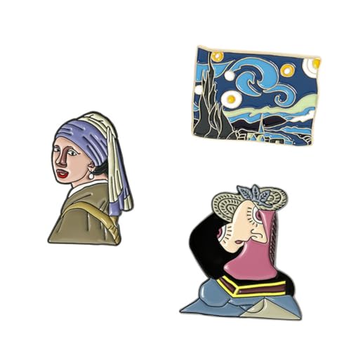 NOLITOY 3 Stück Brosche Ölmalerei Stil Emaille Anstecker Kleidungsbrosche für Damen Vielseitig Tragbar an Jacken Kleidern Taschen Eleganter Schmuck für Festtage und Alltag von NOLITOY