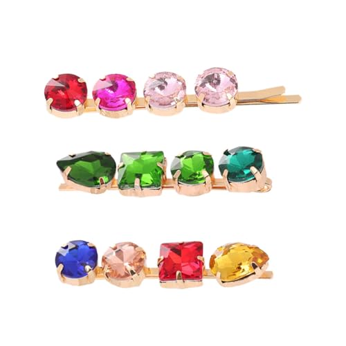 NOLITOY 3 Stück Bunte Haarklammern aus Legiertem mit Funkelnden Strasssteinen Elegante Haarspangen für Damen und Mädchen Langlebig und Vielseitig für Verschiedene Anlässe von NOLITOY