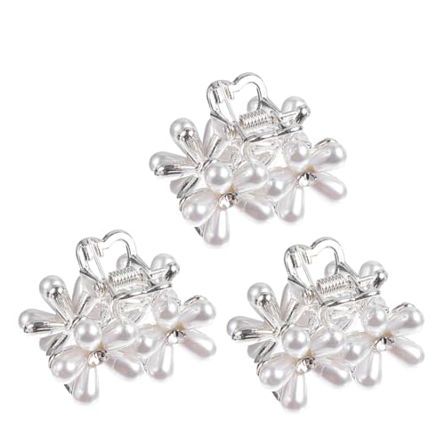 NOLITOY 3 Stück Mini Haarspangen mit Perlen Eleganter Haarschmuck aus Silberfarbenem Legierungs Material Rutschfeste Haarklammern für Damen und Mädchen Geeignet für Hochzeiten Partys und von NOLITOY