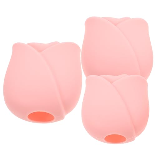 NOLITOY 3 Stück Silikon Make up Pinsel Schutzhüllen Langlebig Flexibler Schutz für Foundation Concealer Lidschatten Pinsel Kompakt Leicht für Reisen und Unterwegs Rosa von NOLITOY