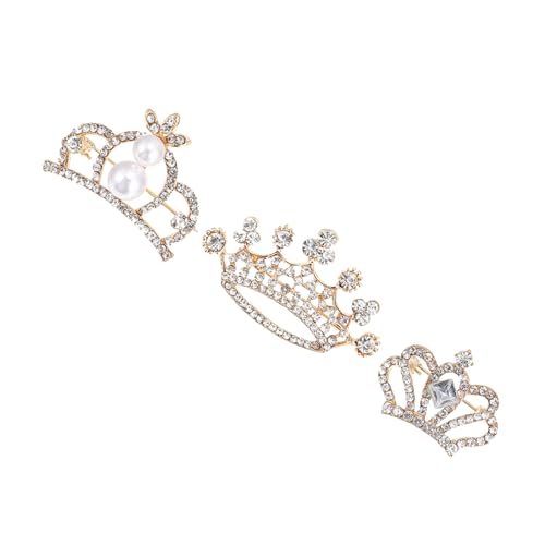 NOLITOY 3 Stück Stilvolle Krone Broschen mit Wasserdiamant Modische Anstecknadeln für Damen Anspruchsvolle Schmuckverzierung für Mäntel und Kleider Langlebig und Fein Verarbeitet von NOLITOY