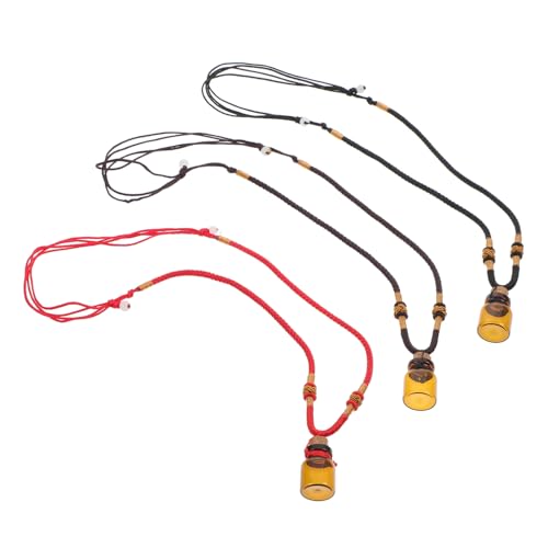 NOLITOY 3 Stück Teiliges Ätherische Öl Flaschenanhänger Halskette Duftflasche Anhänger in Rot Schwarz und Kaffee Modische Aromatherapie Schmuckstücke für Damen und Herren von NOLITOY