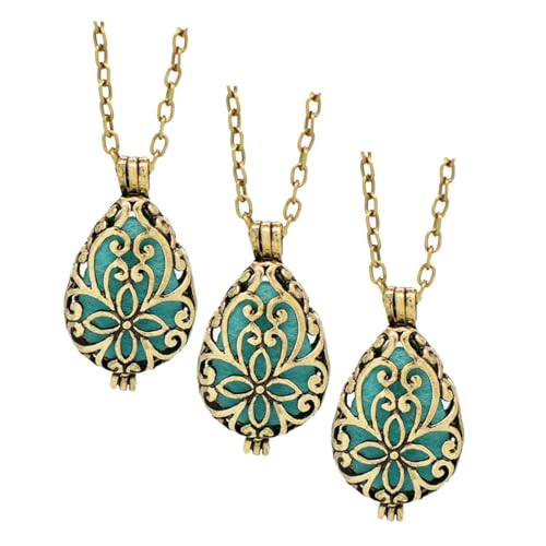 NOLITOY 3 Stück Teiliges Aromatherapie Diffusor Halsketten Retro Duft Anhänger Öffnbarer Ätherischer Öl Locket Schmuck für Damen Kreatives Party Accessoire und von NOLITOY