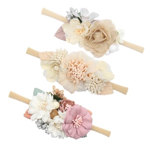 NOLITOY 3 Stück Teiliges Blumen stirnband Kleinkinder Elastisch Dekorativ Langlebig Modisch Geeignet Mädchen Vielseitig Kombinierbar mit Verschiedenen Frisuren und Outfits von NOLITOY