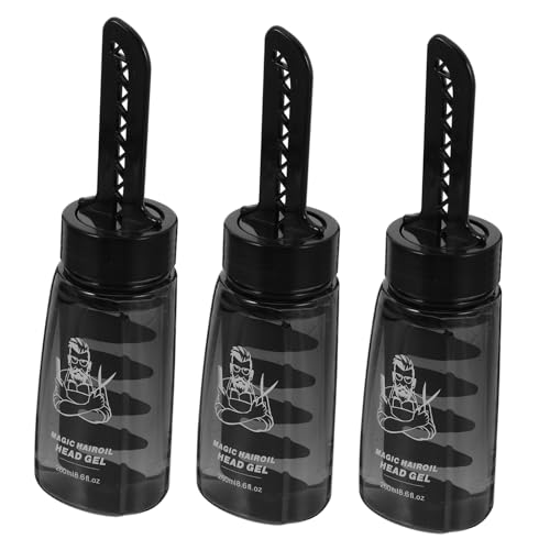 NOLITOY 3 Stück Teiliges Haargel flaschenset mit Integriertem Kamm Leere Styling Gel Flaschen aus Langlebigem Kunststoff Praktisches Haarstyling Tool für Herren Friseure und Heimgebrauch von NOLITOY