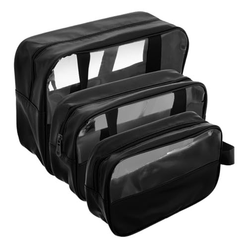 NOLITOY 3 Stück Teiliges Kosmetiktaschen Set Transparent Wasserabweisend mit Reißverschluss Große Kapazität Vielseitig für Damen und Mädchen Reise Organizer Kulturbeutel mit Griff von NOLITOY