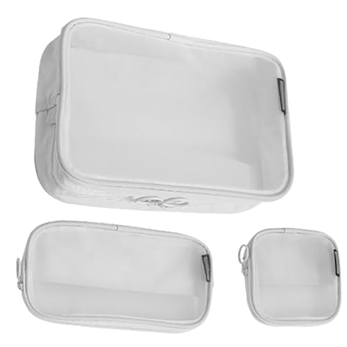 NOLITOY 3 Stück Teiliges Reise Kosmetiktaschen Mesh Schminktaschen Atmungsaktiv Langlebig Multifunktional Kompakt für Damen Reise Essentials Toiletries Makeup Organizer von NOLITOY