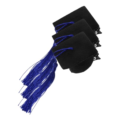 NOLITOY 3 Stück Teiliges Set Mini Doktorhut Haarklammern mit Quaste Blaue Haarnadeln für Abschlussfeier Haarschmuck für Erwachsene und Mädchen Langlebige Dekoration für Graduation Party von NOLITOY