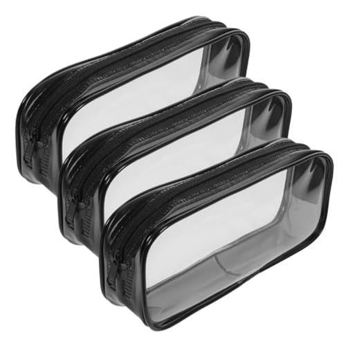 NOLITOY 3 Stück Teiliges Transparenter PVC Federmäppchen mit Reißverschluss Tragbare Stiftetaschen Leicht und Großvolumig Multifunktionale Schreibwaren Aufbewahrung für Schule und Reisen von NOLITOY