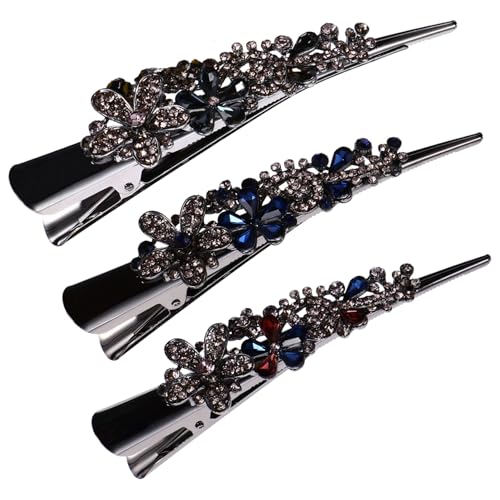 NOLITOY 3 Stück Teiliges Vintage Haarspangen mit Strasssteinen Große Alligator Clips aus Funkelnde Haarklammern für Damen Eleganter Haarschmuck für Alltag Party und Hochzeit von NOLITOY